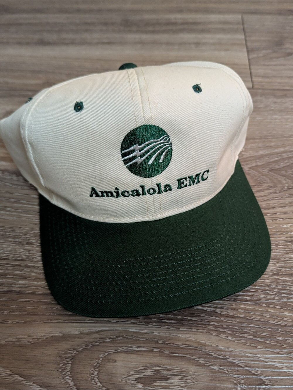 Vintage 90s Cream And Green Snapback Baseball Hat